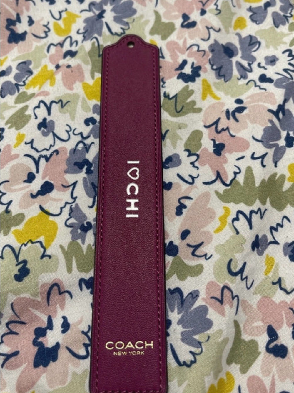 COACH Burgundy Leather Bookmark – Gold Logo – Like New